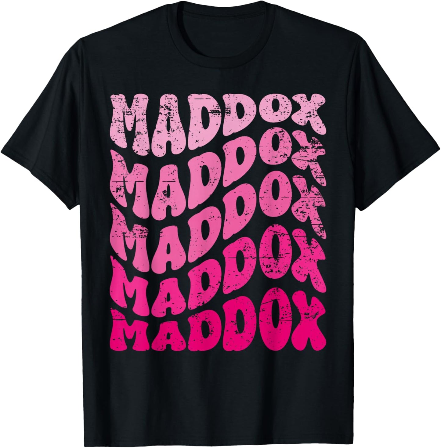 Retro Maddox First Name Personalized Maddox Groovy Vintage T-Shirt - T-Shirt | Black