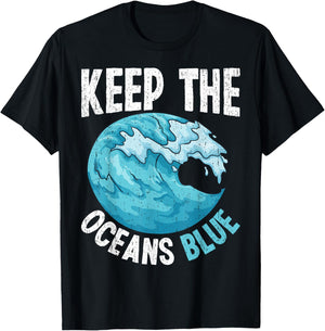 Keep The Oceans Blue Eco Friendly Design T-Shirt - T-Shirt | Black