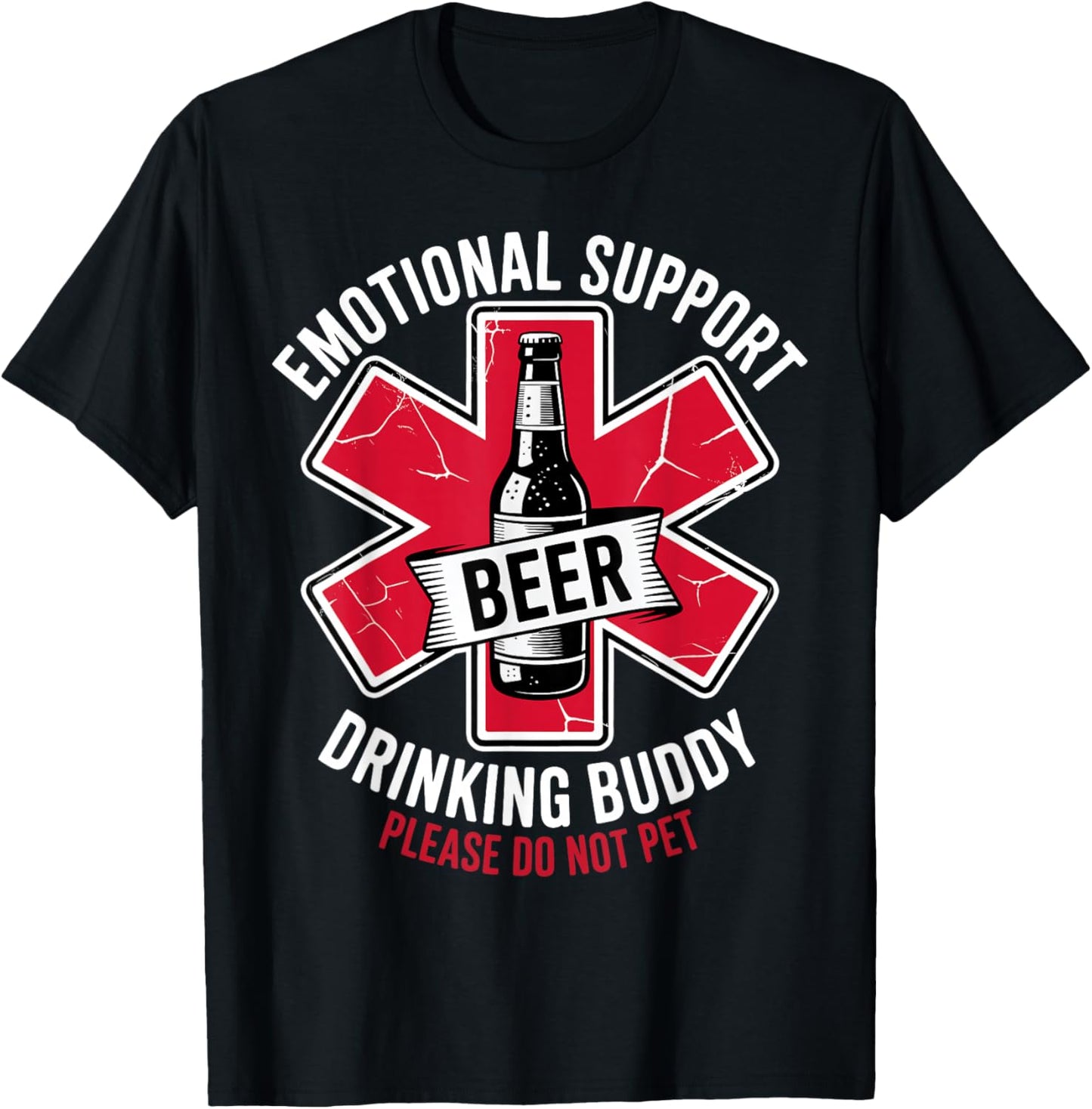 Emotional Support Drinking Buddy Funny Adult Humor Beer T-Shirt - T-Shirt | Black