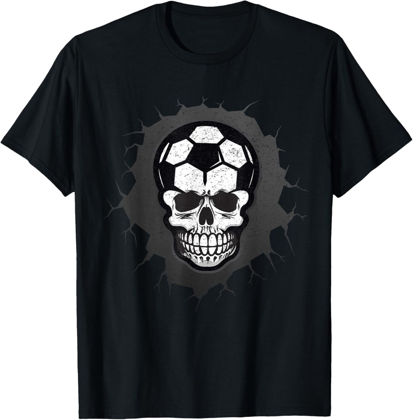 Soccer Skull Halloween, Skeleton Sporty Athlete T-Shirt - T-Shirt | Black