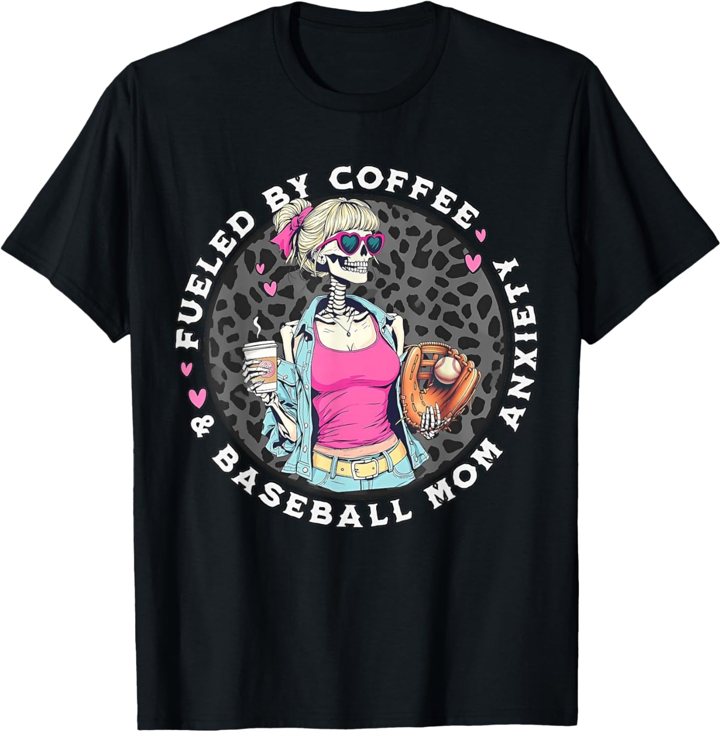 Fueled by Iced Coffee and Baseball Mom Anxiety Coffee Lover T-Shirt - T-Shirt | Black