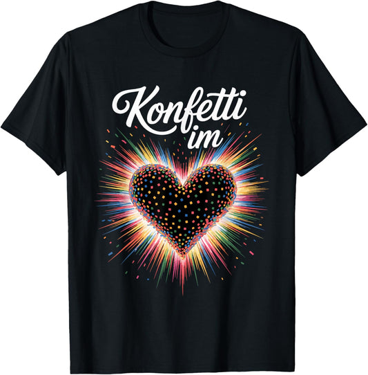 Confetti in the Heart Carnival Costume Women's Fancy Dress Outfit T-Shirt - T-Shirt | Black