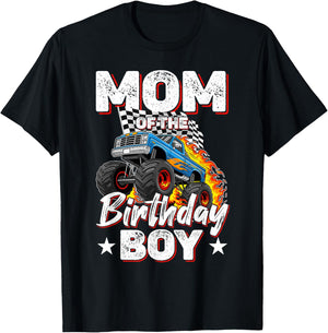 Mom of The Birthday Boy Funny Monster Truck Birthday Party T-Shirt - T-Shirt | Black