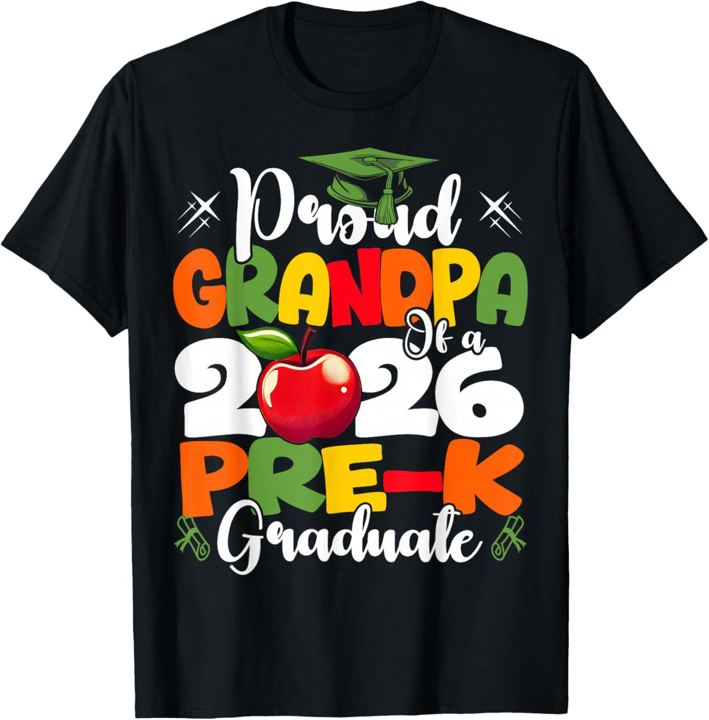 Proud Grandpa of 2026 Pre-K Graduate Fathers Day Graduation T-Shirt - T-Shirt | Black