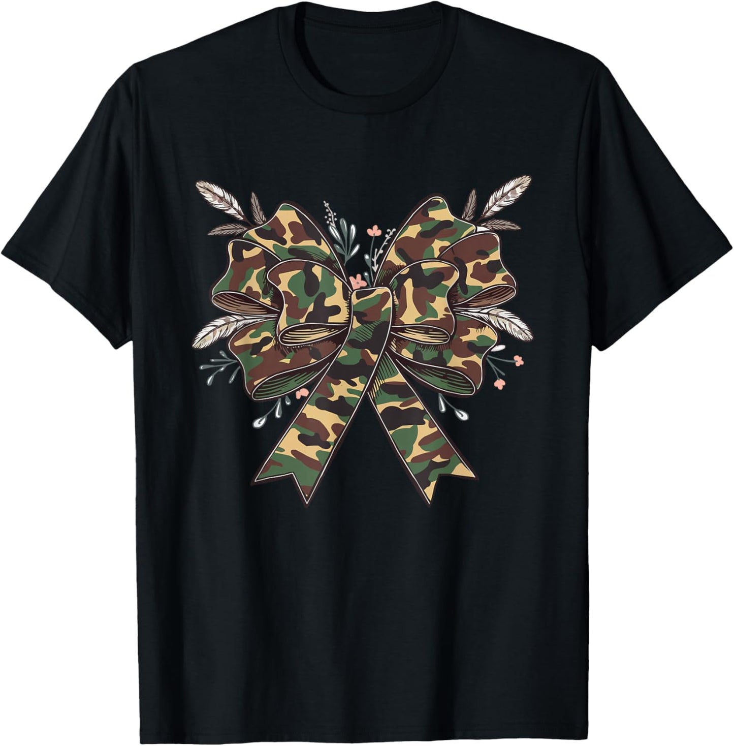 Coquette Camo Bow Camouflage Antlers Hunting Duck Women Girl T-Shirt - T-Shirt | Black