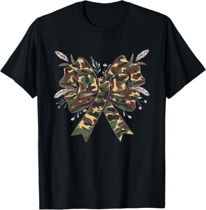 Coquette Camo Bow Camouflage Antlers Hunting Duck Women Girl T-Shirt - T-Shirt | Black