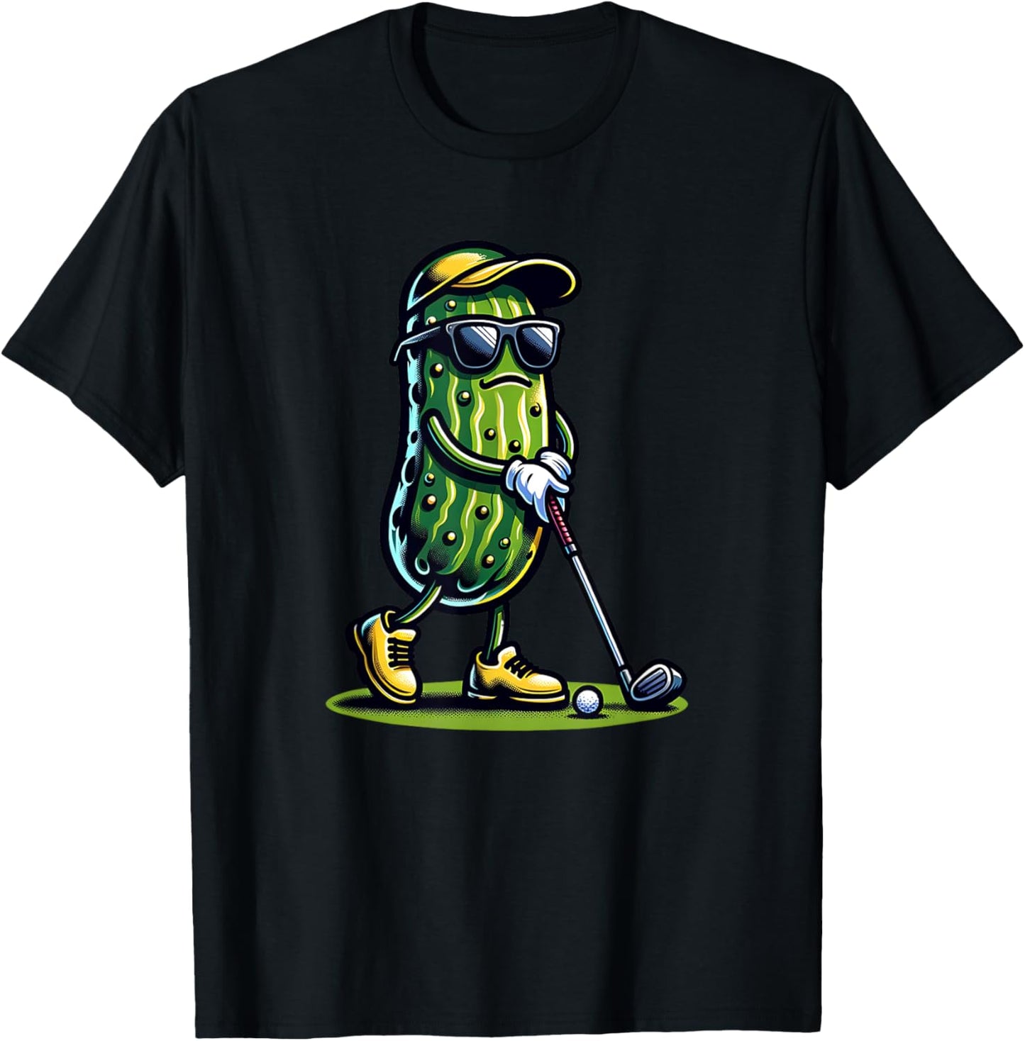 Pickle Playing Golf Funny Sports and Golfing Trendy Humor T-Shirt - T-Shirt | Black