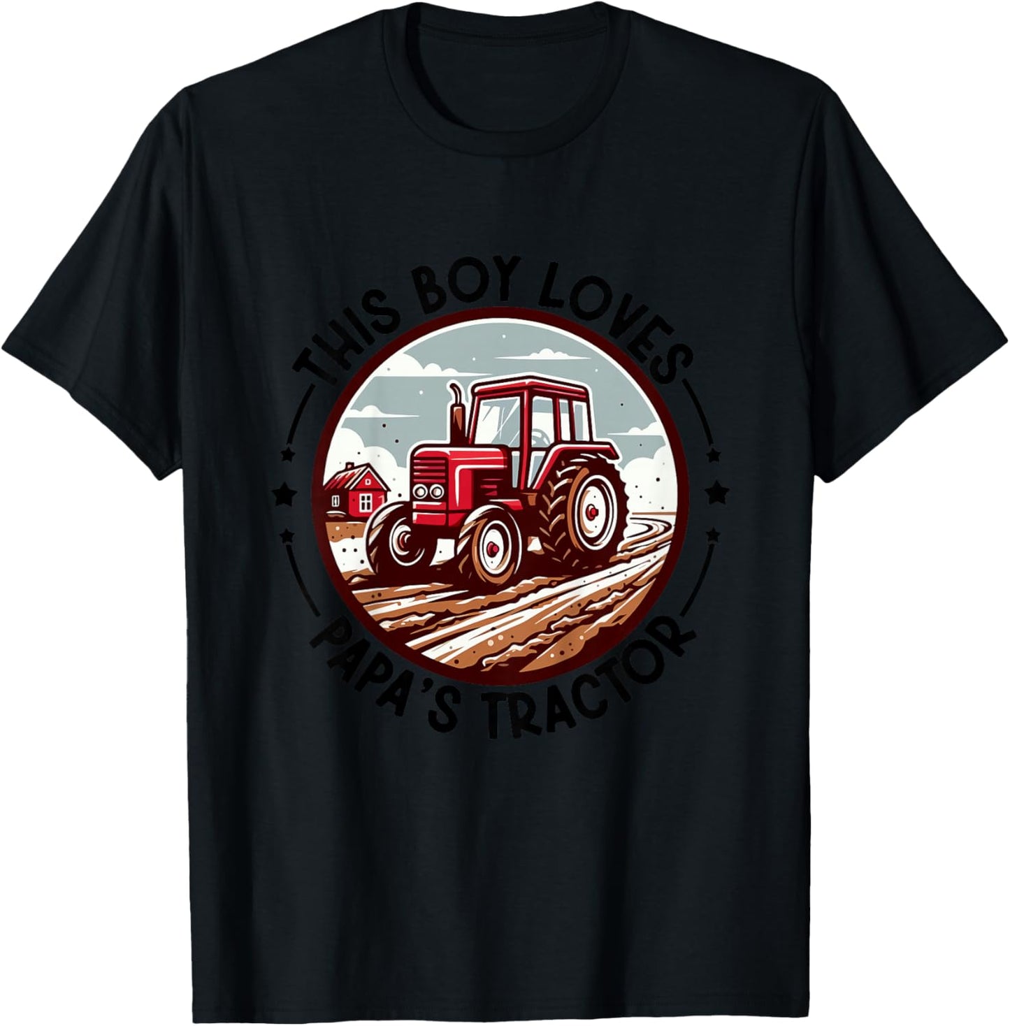 Kids Farm Grandpa's Tractor This Boy Loves Papa's Tractor Farming T-Shirt - T-Shirt | Black