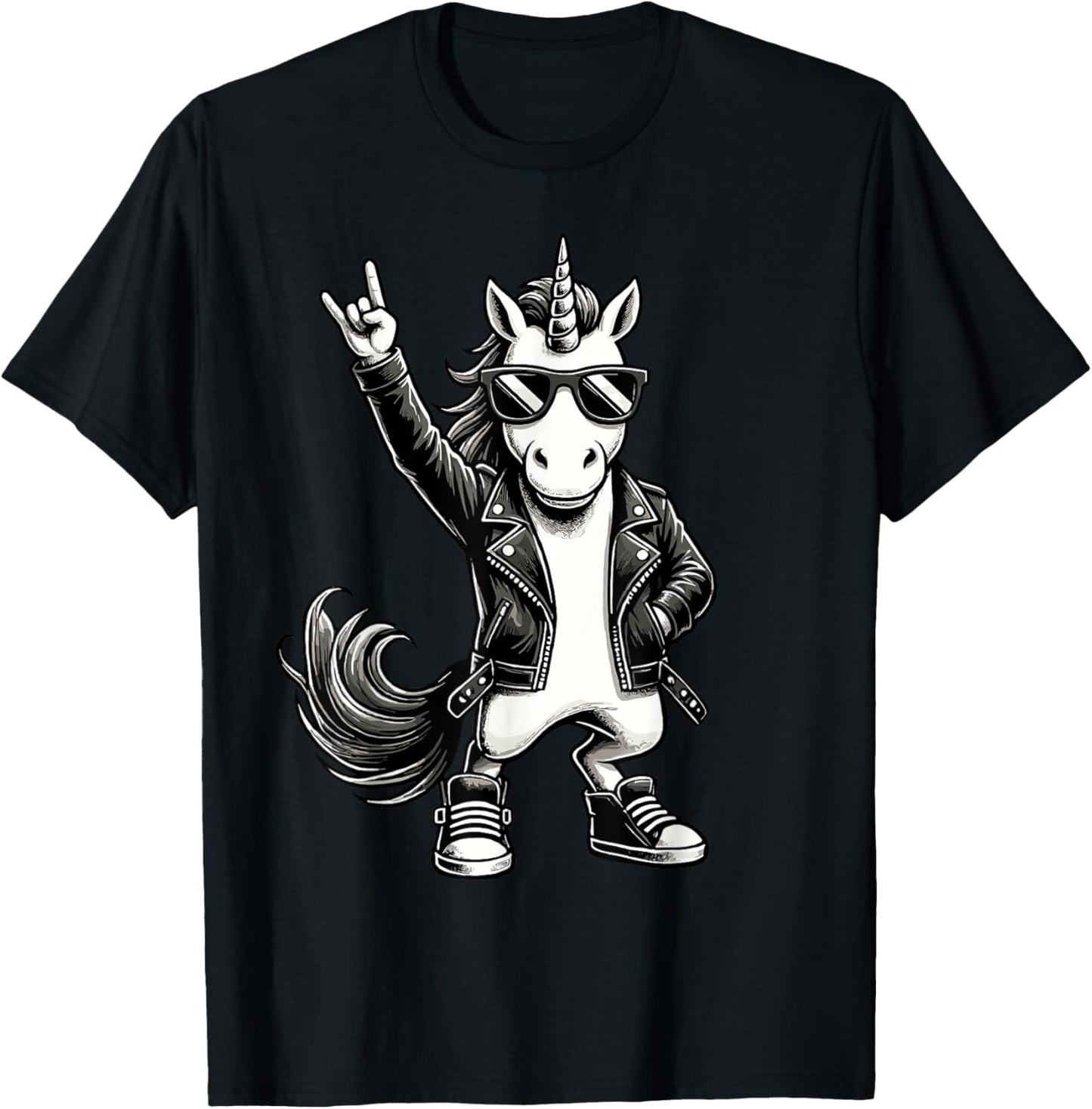 Rock Music, Heavy Metal, Rock Hand | Licorne à Bascule rétro T-Shirt - T-Shirt | Black