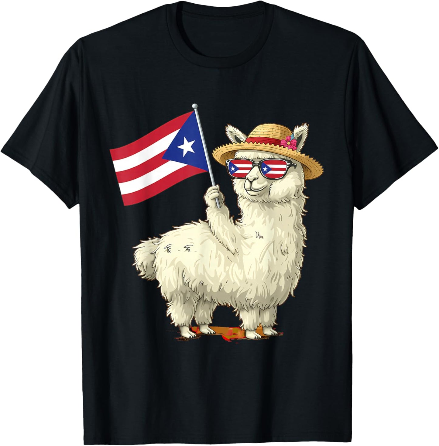 Puerto Rico Flag Llama Boricua Puerto Rican Flag Alpaca T-Shirt - T-Shirt | Black