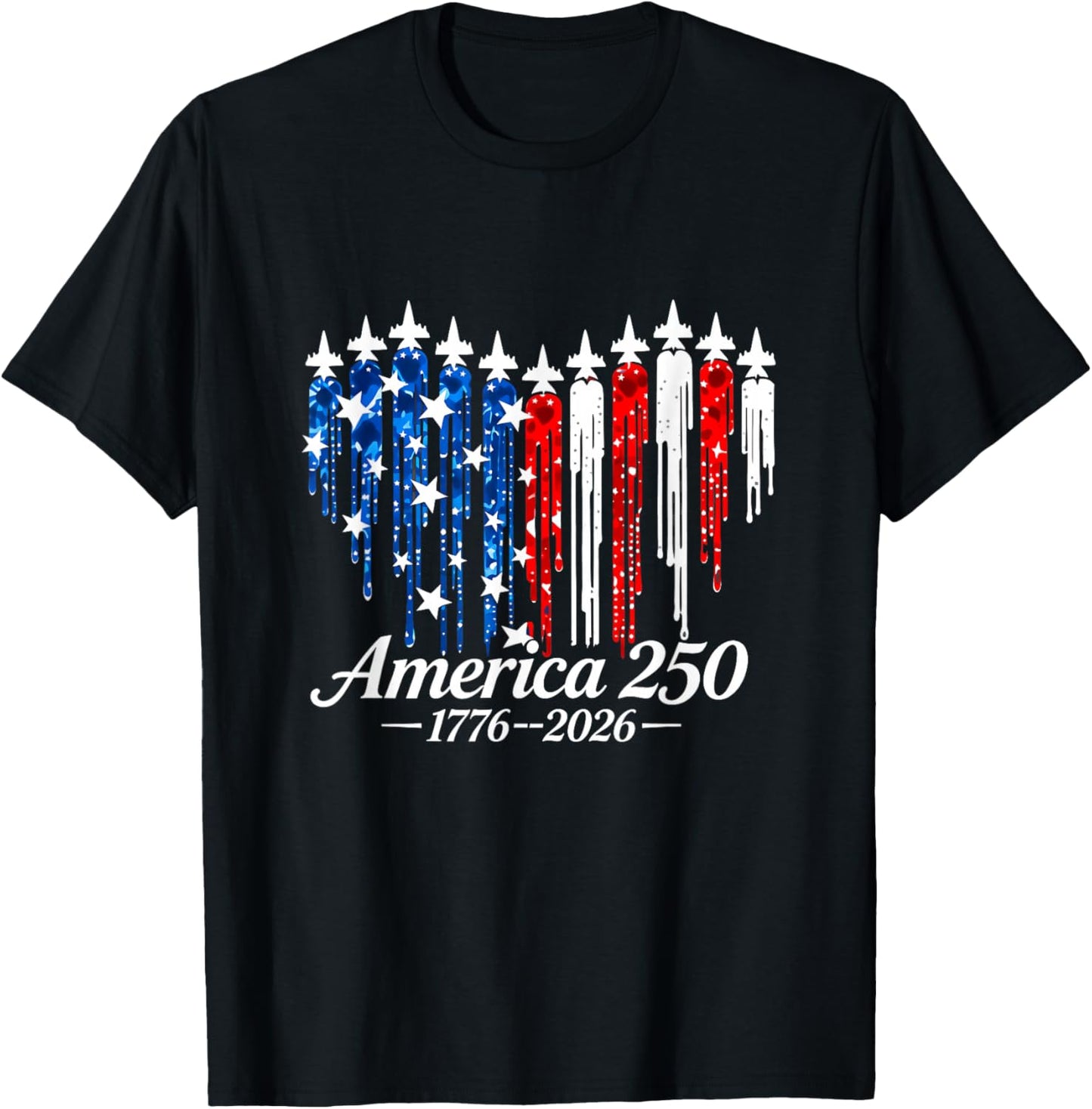 America 250 Heart Flag Drip Patriotic 1776-2026 Women T-Shirt - T-Shirt | Black