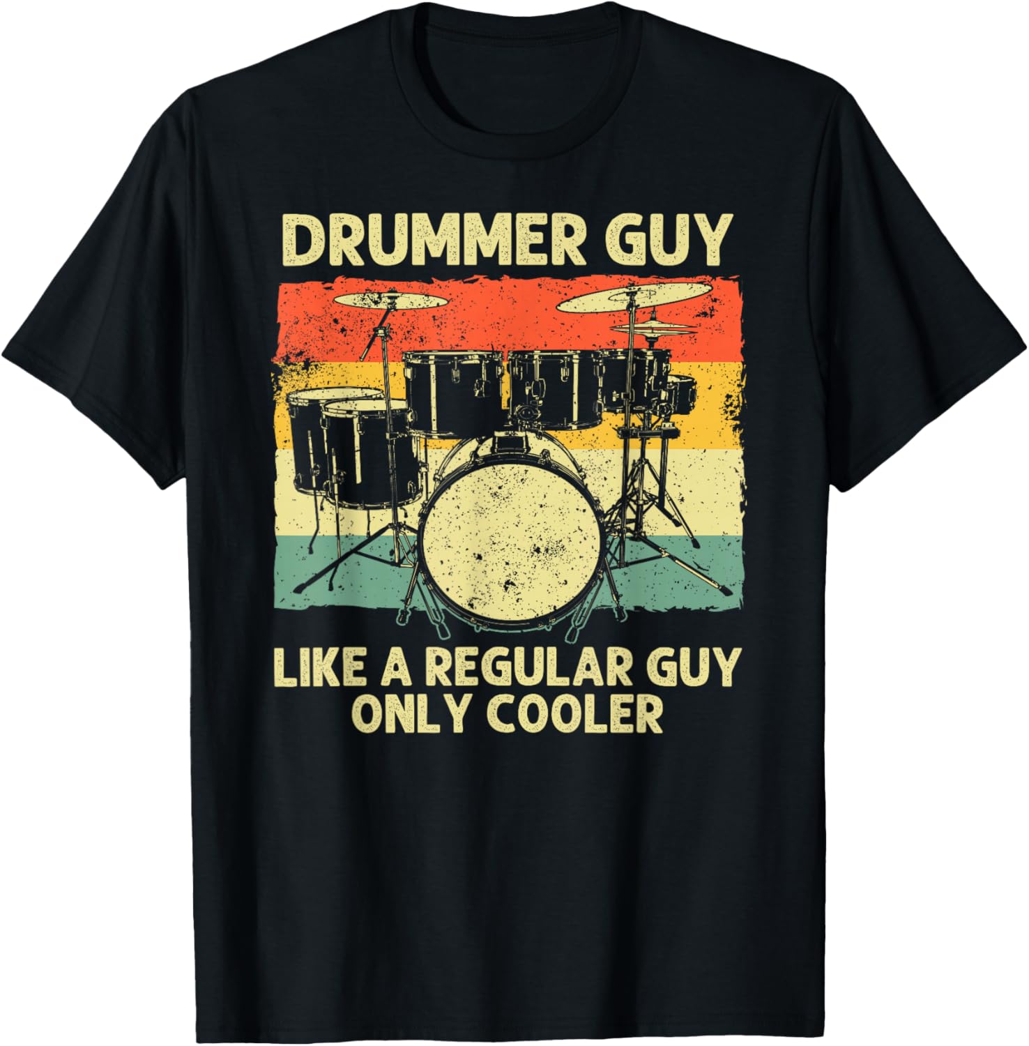Funny Drumming Art Dad Drumline Drum Set Drummer T-Shirt - T-Shirt | Black