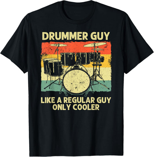 Funny Drumming Art Dad Drumline Drum Set Drummer T-Shirt - T-Shirt | Black