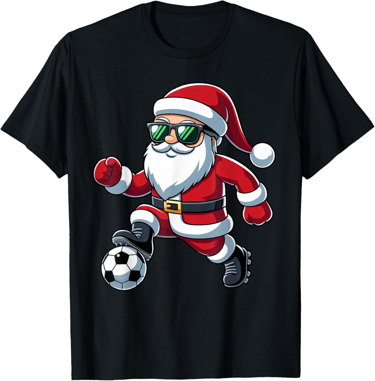 Christmas Santa Claus Play A Soccer Funny Boys Kids Xmas T-Shirt - T-Shirt | Black