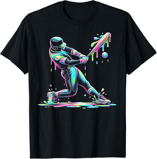 Baseball Drip Boys Batter Ice Cream Drip Youth Player Fan T-Shirt - T-Shirt | Black