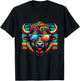 Colorful Art Bison Buffalo Wearing Sunglasses Cheerful Color T-Shirt - T-Shirt | Black