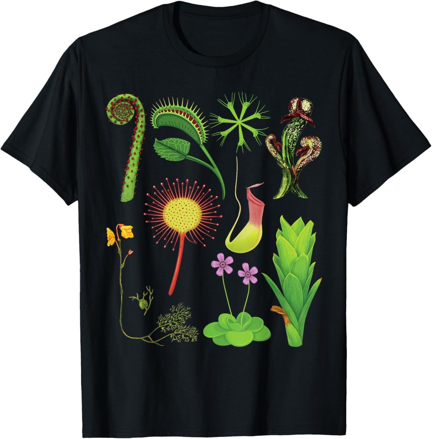 Carnivorous Plants Chart Venus Flytrap, Pitcher Plant T-Shirt - T-Shirt | Black