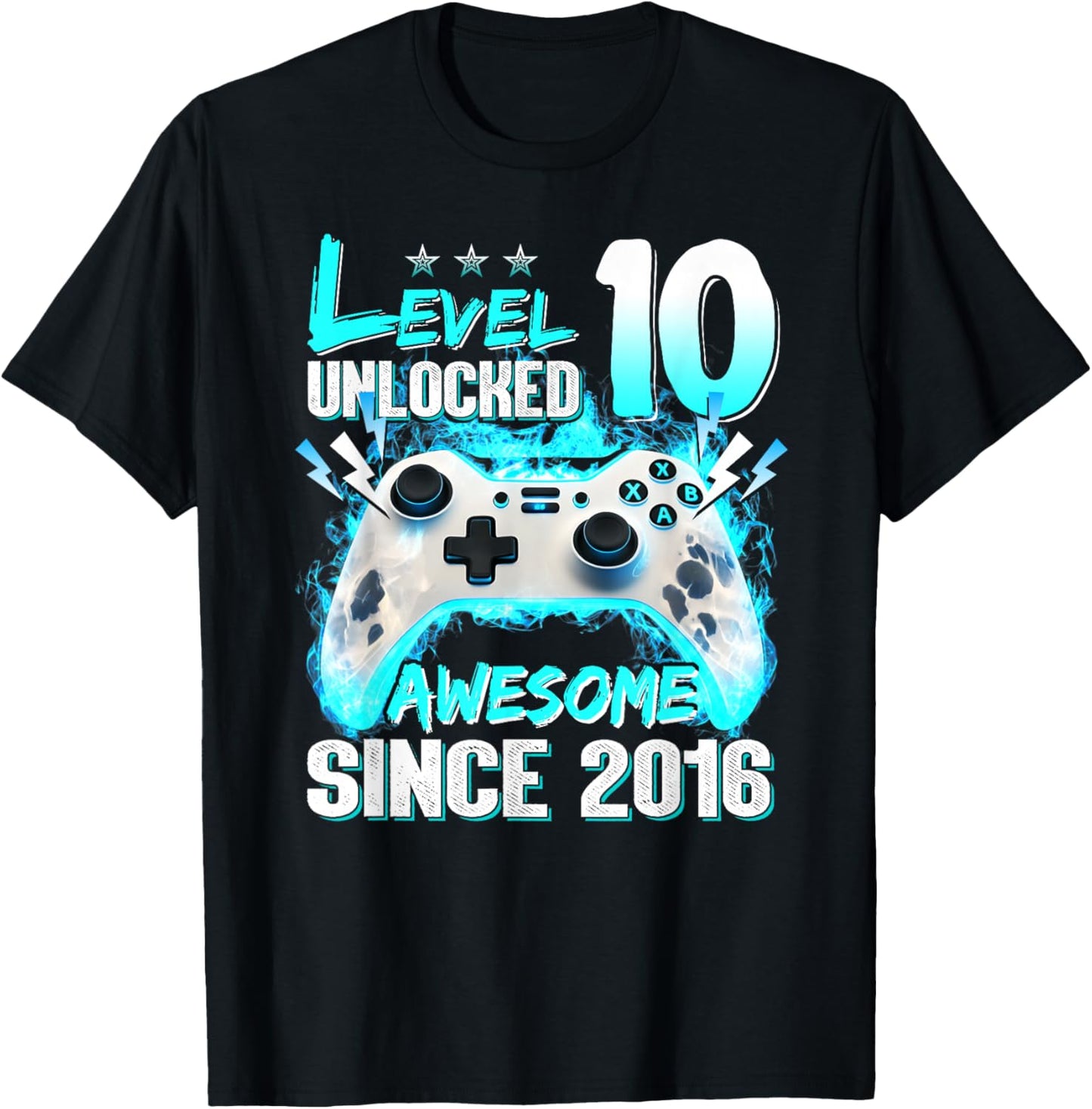 Niveau 10 Débloqué 10e Anniversaire 10 Ans Garçon Vidéo Gamer T-Shirt - T-Shirt | Black