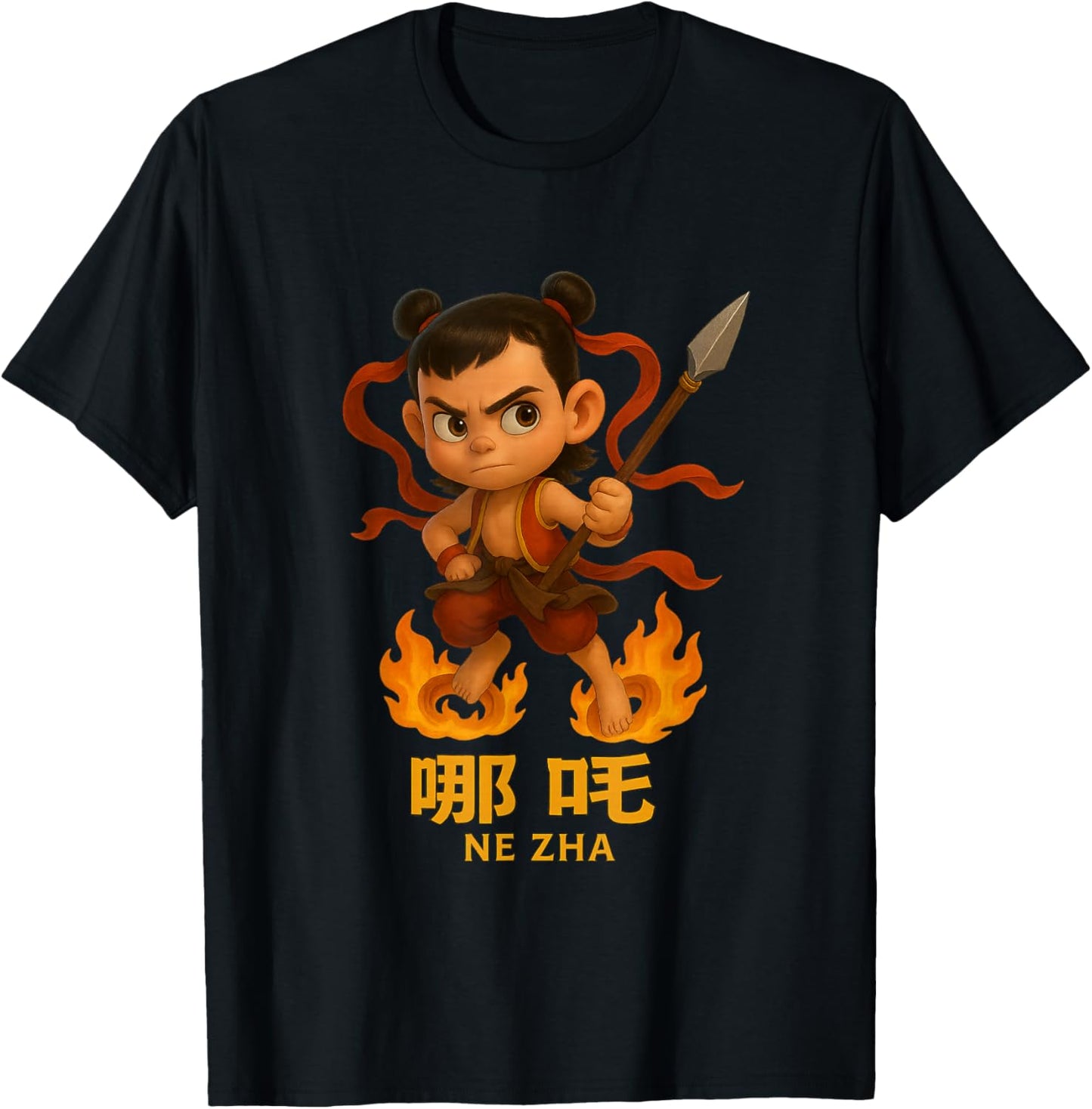 Nezha Chinese Myth Lotus Hero T-Shirt - T-Shirt | Black
