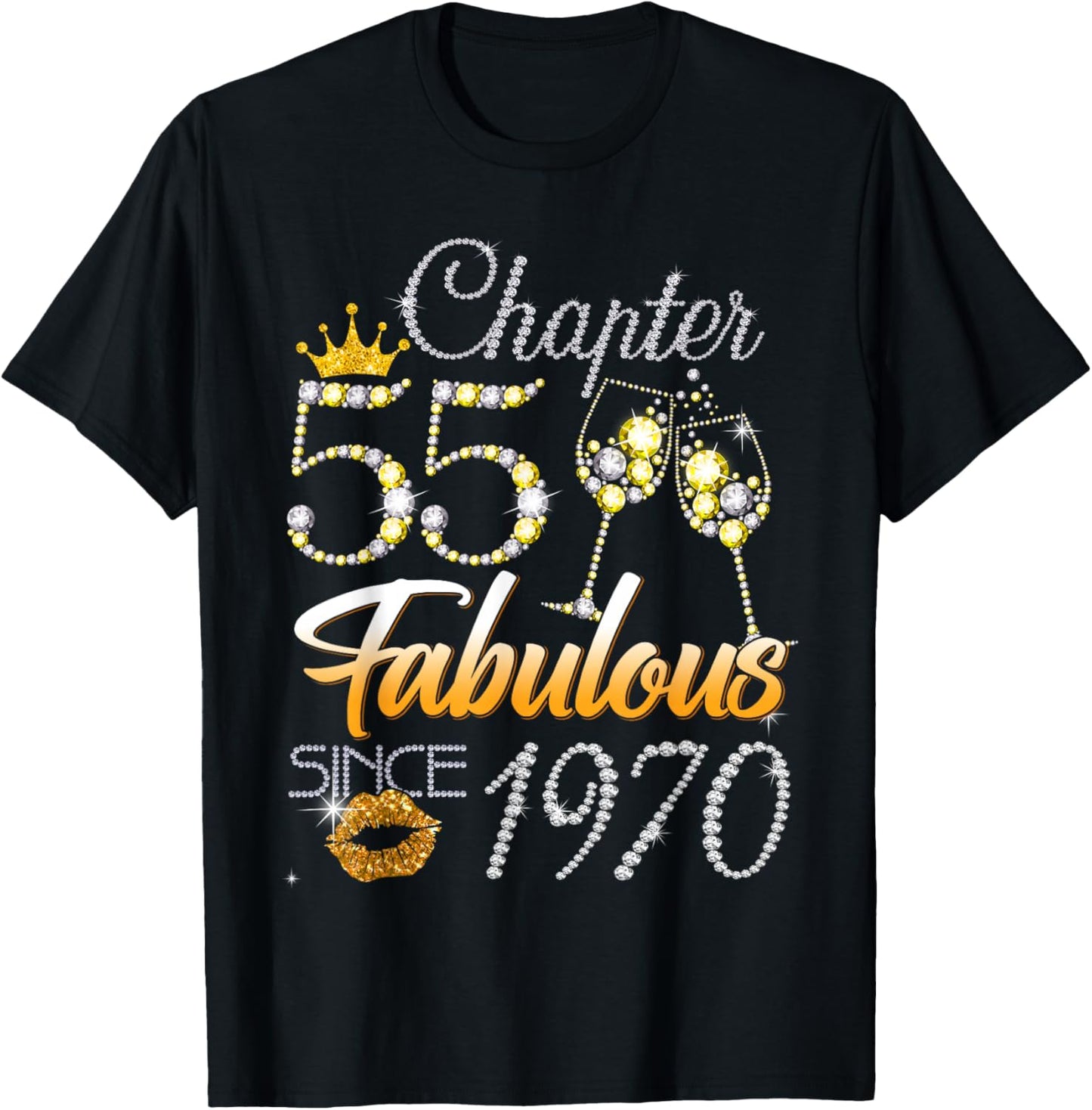Chapter 55 Fabulous Since 1970 55th Leopard Birthday Queen T-Shirt - T-Shirt | Black