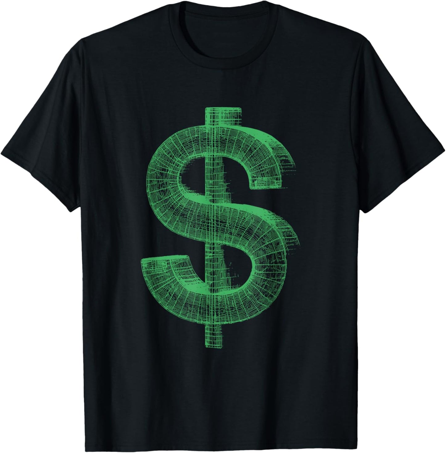 US Dollar 3D Wireframe - Vintage Money Cash-Flow Lover T-Shirt - T-Shirt | Black