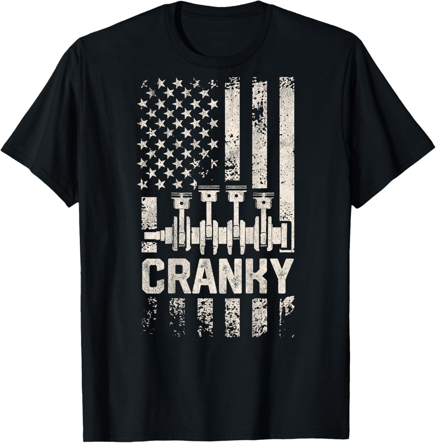 Cranky Car Engine Crankshaft Funny Mechanics for Fathers Day T-Shirt - T-Shirt | Black