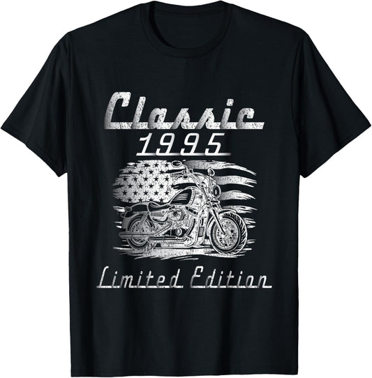Classic 1995 Limited Edition Retro Motorcycle 30th Birthday T-Shirt - T-Shirt | Black