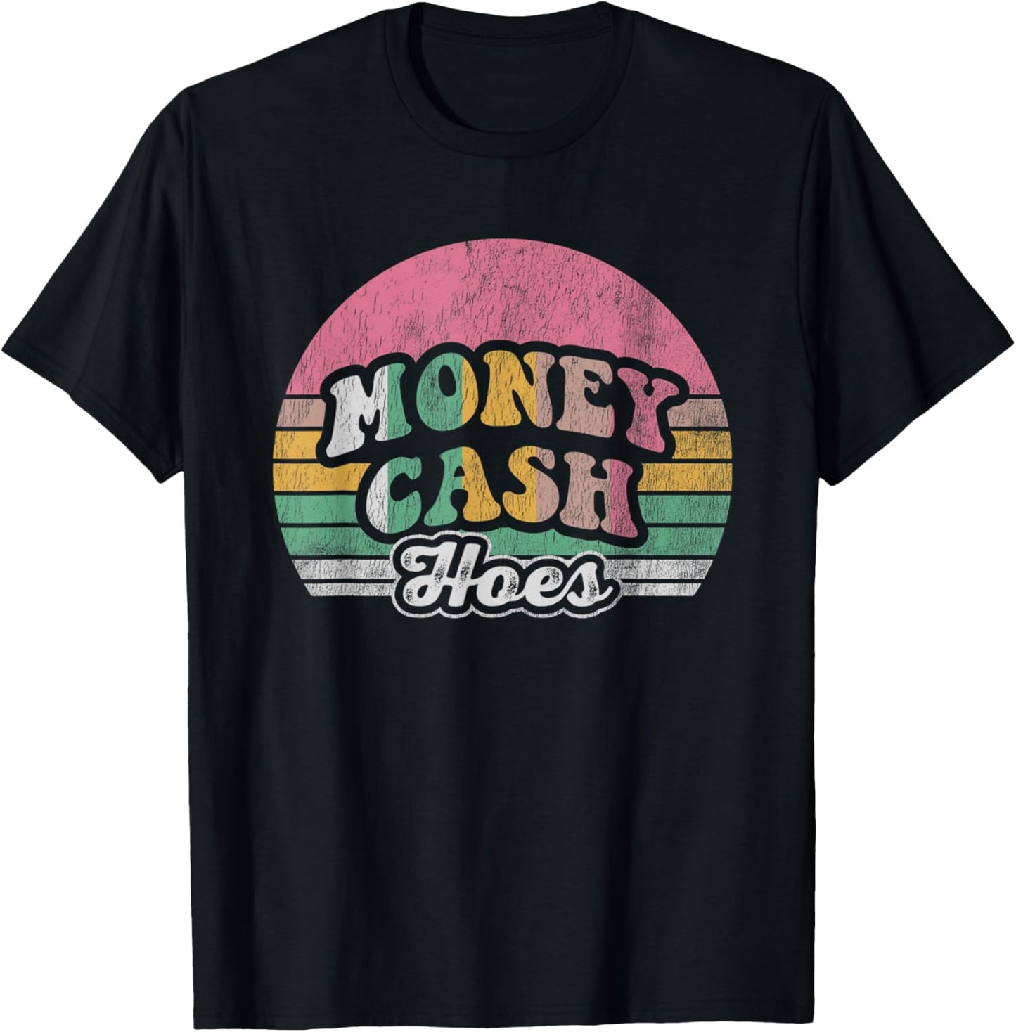 Money Cash Hoes Vintage Sunset Graphic T-Shirt - T-Shirt | Black