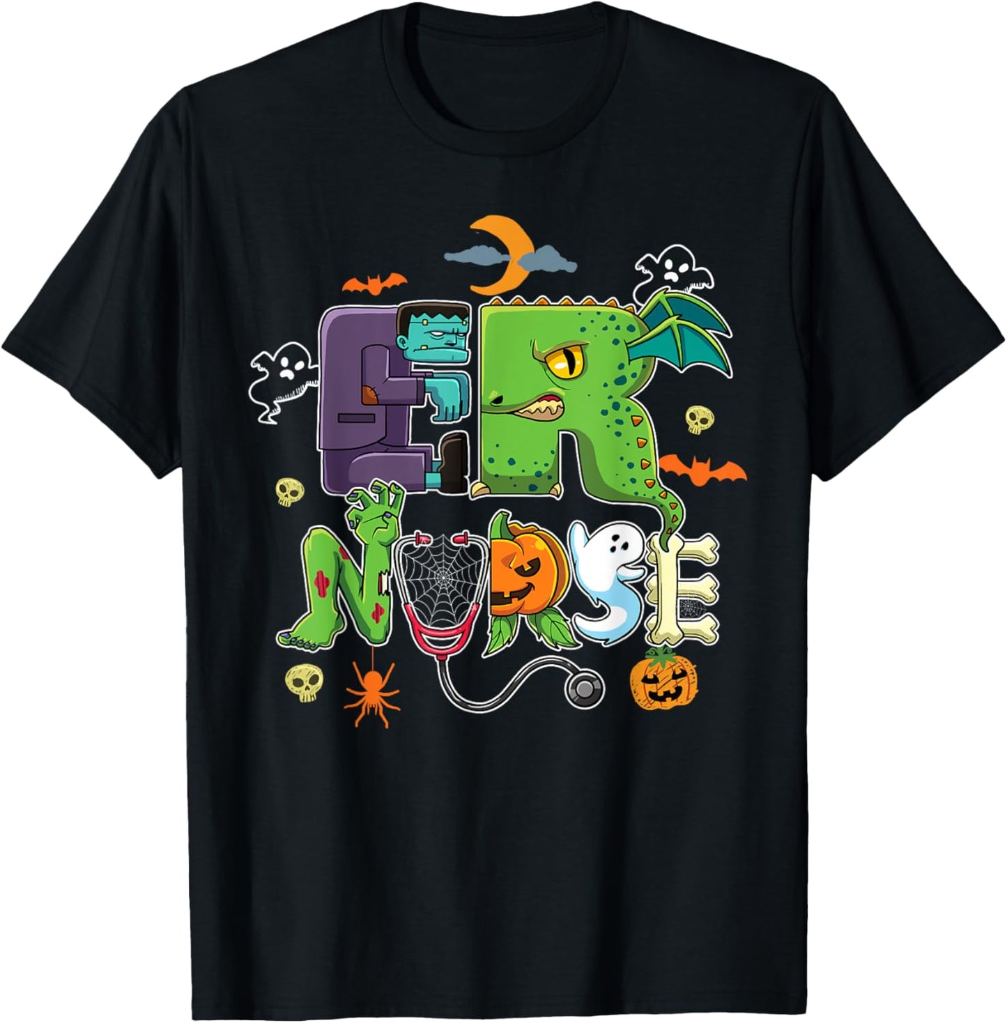 Halloween ER Nurse Emergency Room Department Spooky Costume T-Shirt - T-Shirt | Black