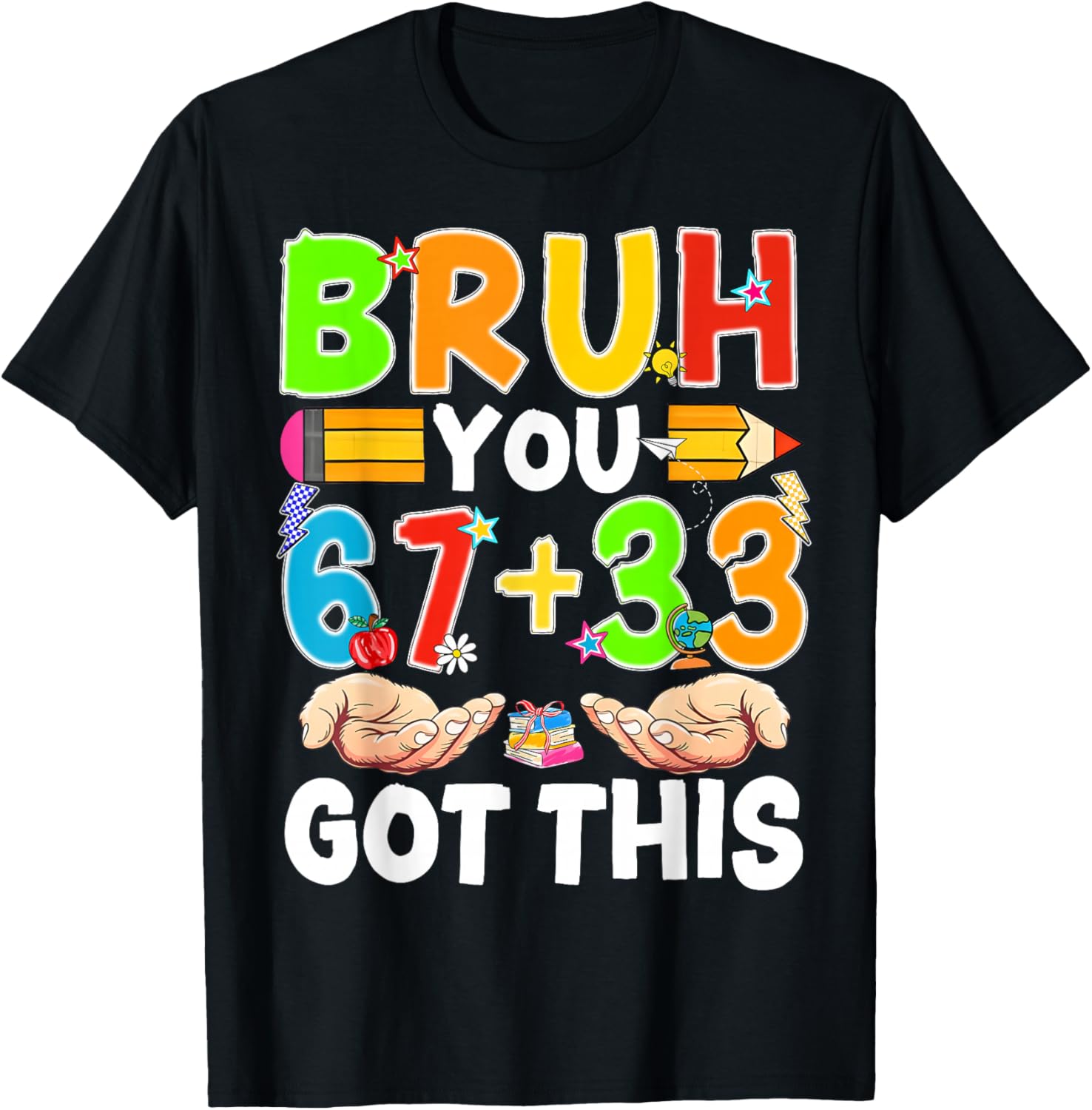 Test Day Bruh You 67 + 33% Percent Meme Got This Boy Girl T-Shirt - T-Shirt | Black