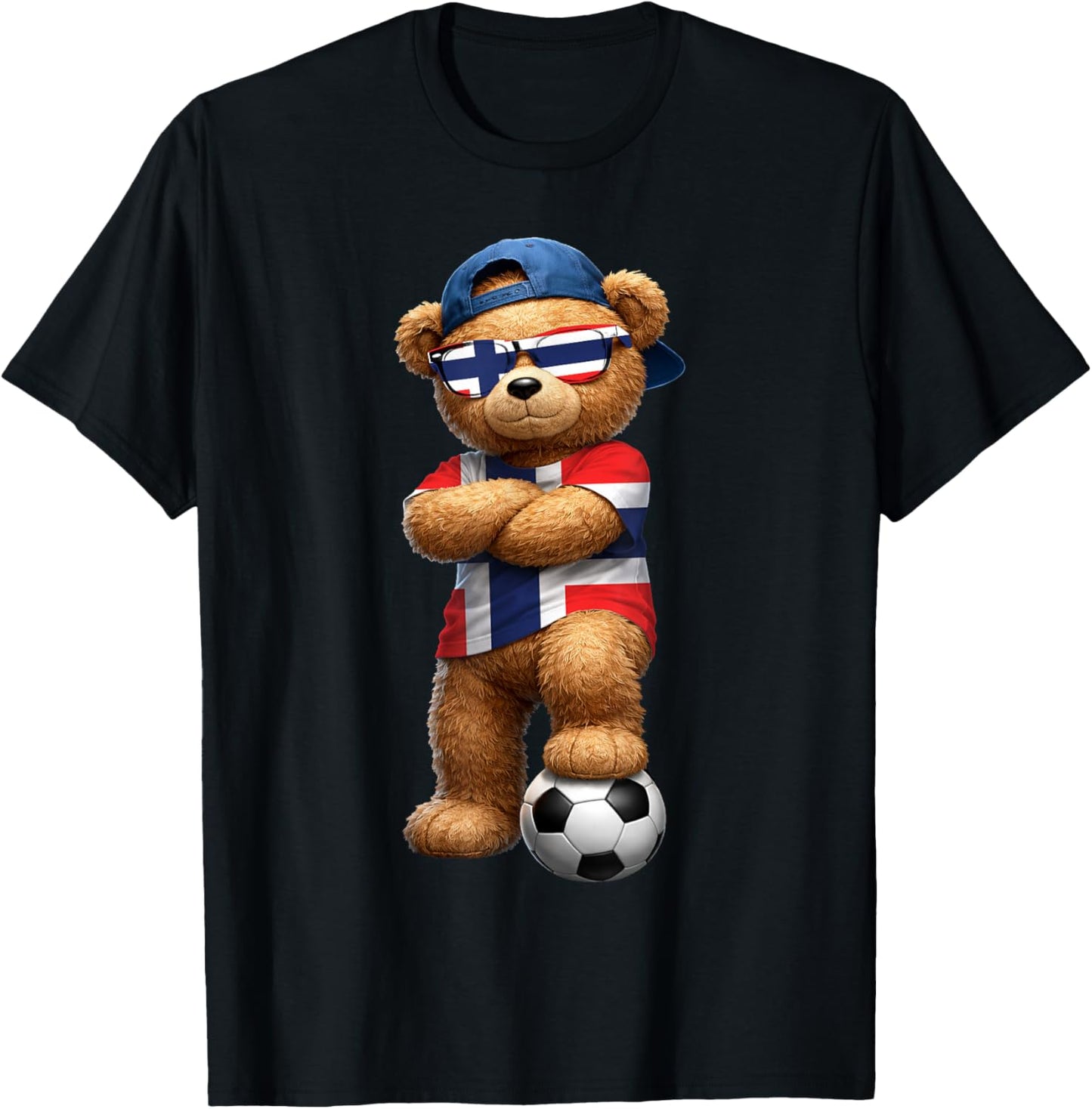 Norwegian Flag Teddy Player Sports Outfit for Norway T-Shirt - T-Shirt | Black