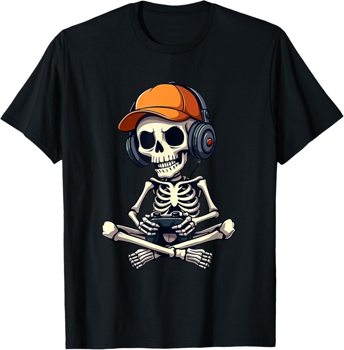 Halloween Skeleton Gamer For Kids Boys Video Gaming T-Shirt - T-Shirt | Black