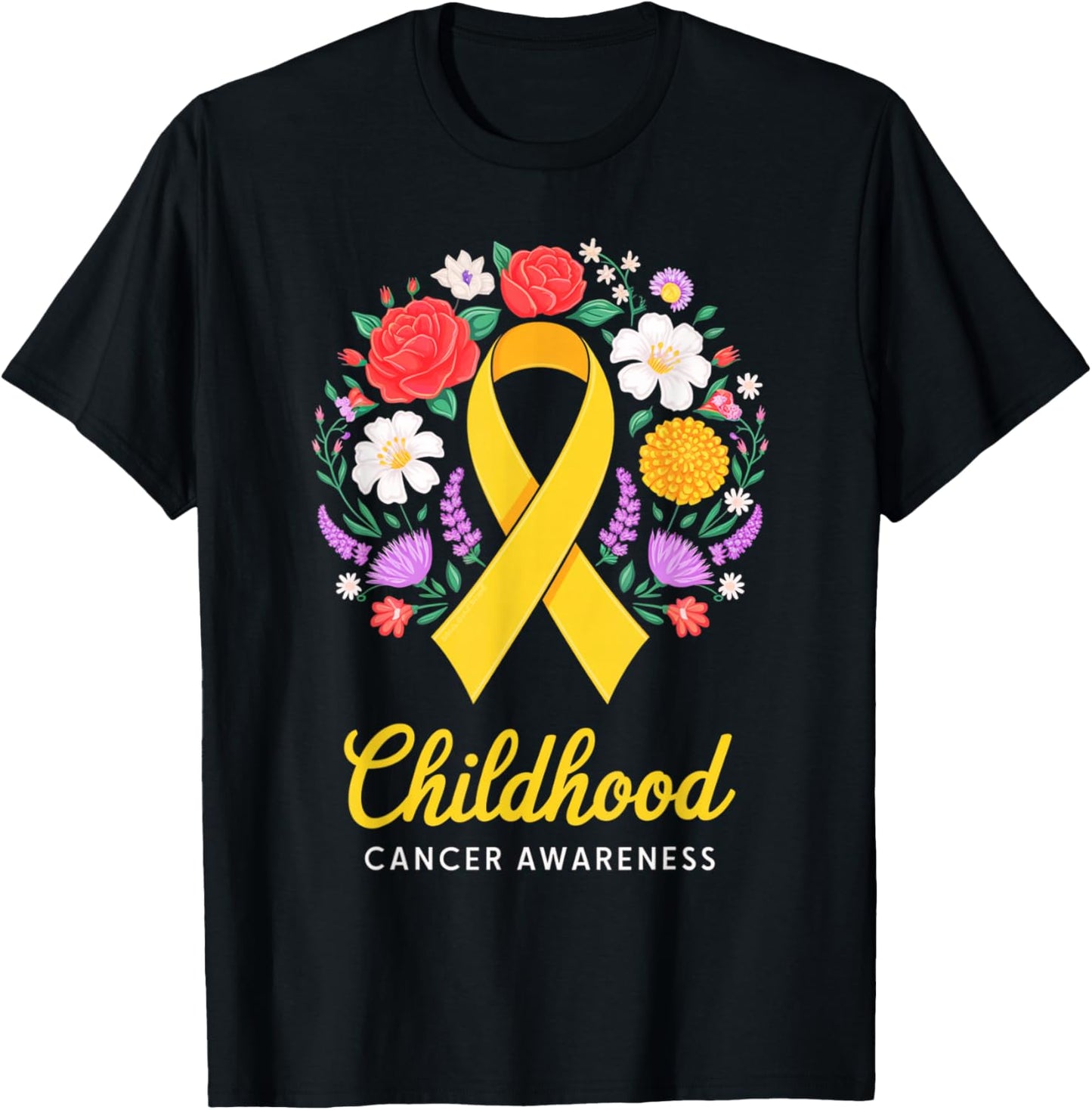 We Fight Together Yellow Ribbon Childhood Cancer Awareness T-Shirt - T-Shirt | Black