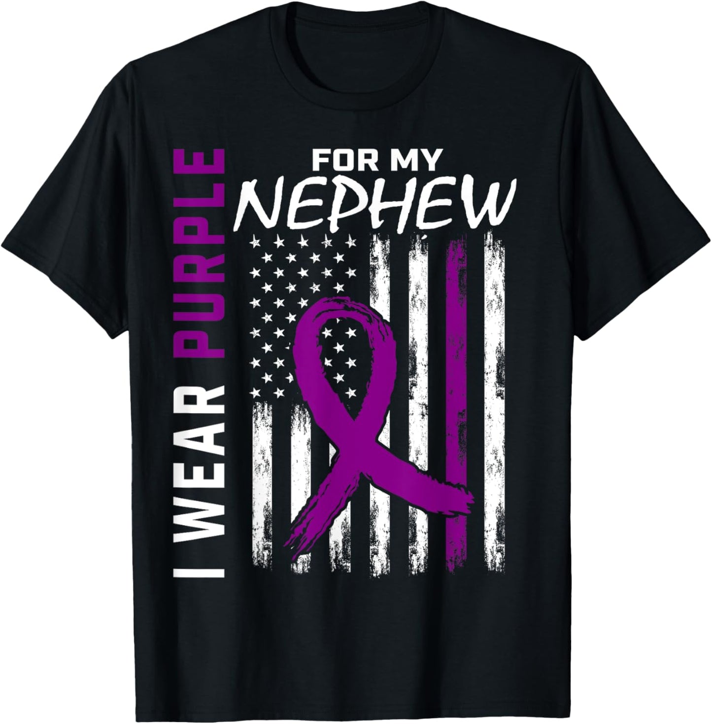 Pancreatic Cancer Awareness Shirt I Wear Purple For Nephew T-Shirt - T-Shirt | Black