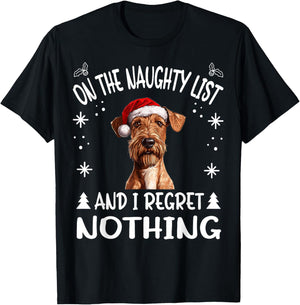 Cute Irish Terrier Dog Christmas On The Naughty List and I T-Shirt - T-Shirt | Black