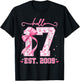 Hello Seventeen Est 2009 Coquette Bow 17th Birthday Girl T-Shirt - T-Shirt | Black