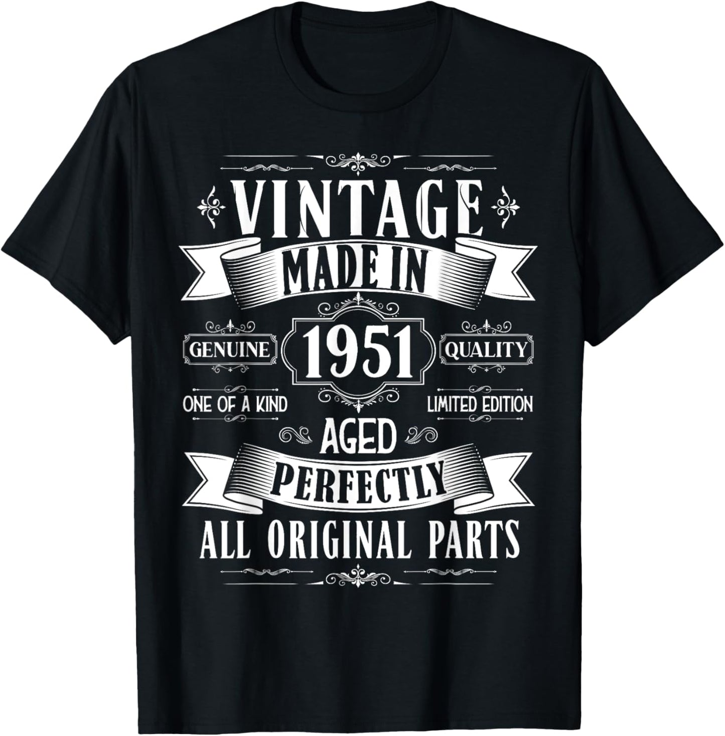 Vintage 74th birthday men Born 1951 74 years old Bday T-Shirt - T-Shirt | Black