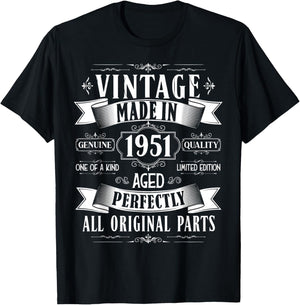Vintage 74th birthday men Born 1951 74 years old Bday T-Shirt - T-Shirt | Black