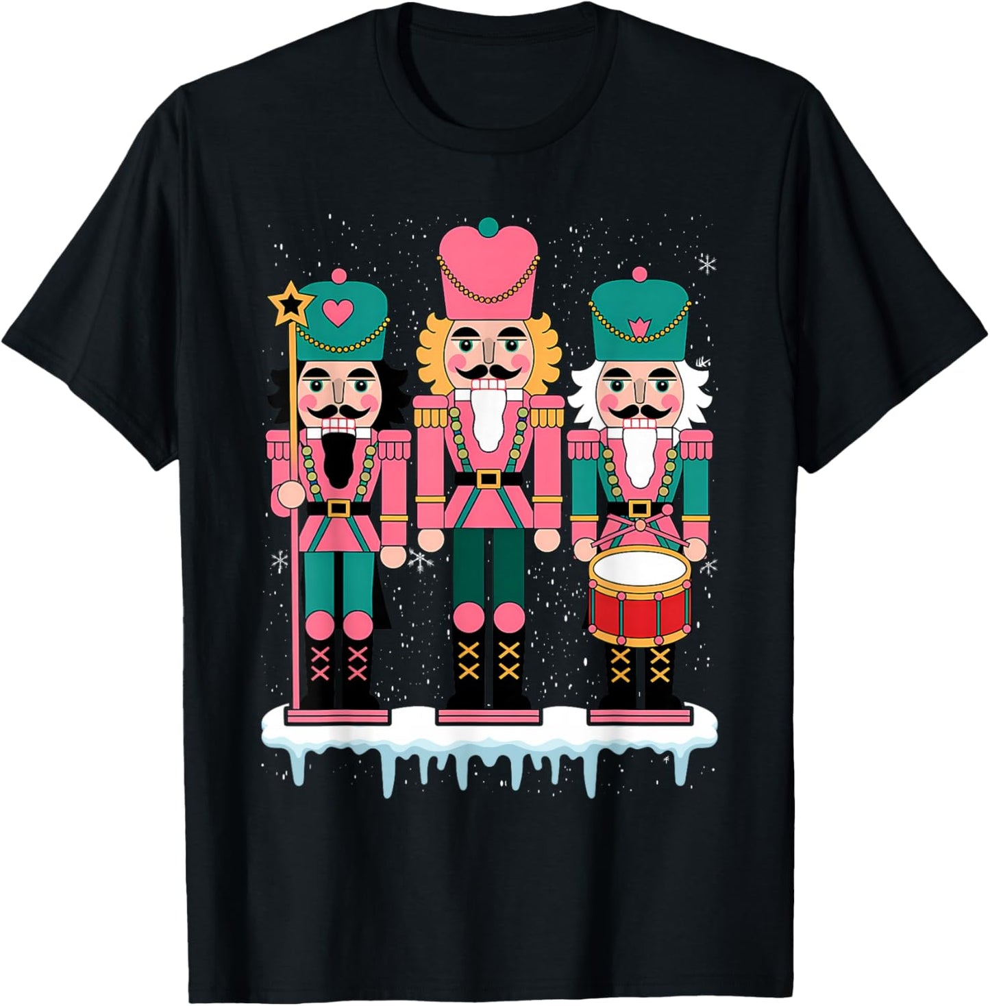 Pink Nutcracker Squad Xmas Pink Christmas Pajamas Women Kids T-Shirt - T-Shirt | Black