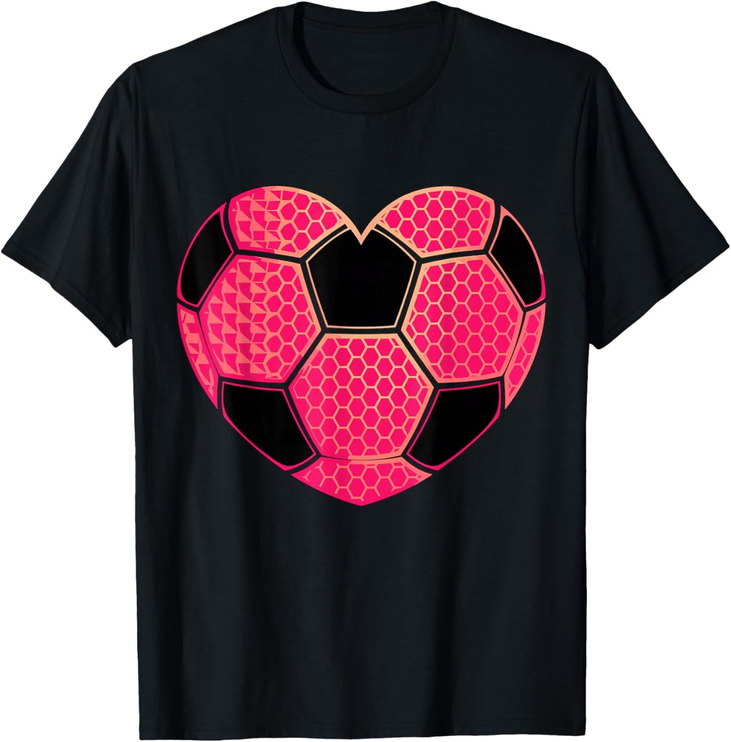 Pink Soccer Heart Soccer Girl T-Shirt - T-Shirt | Black