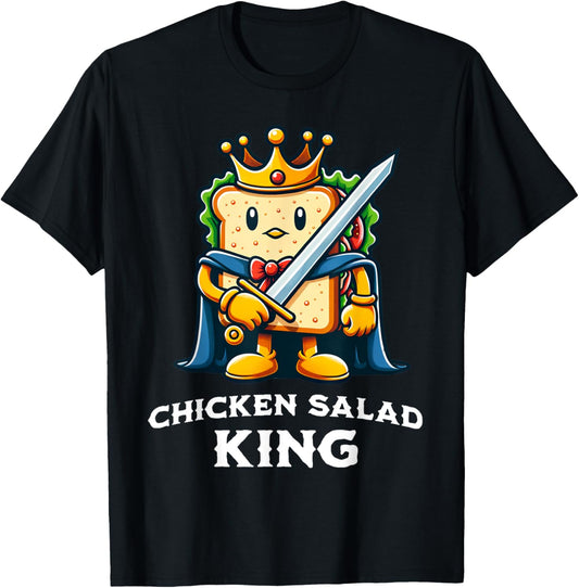 The Chicken Salad King Funny Sandwich Illustration T-Shirt - T-Shirt | Black