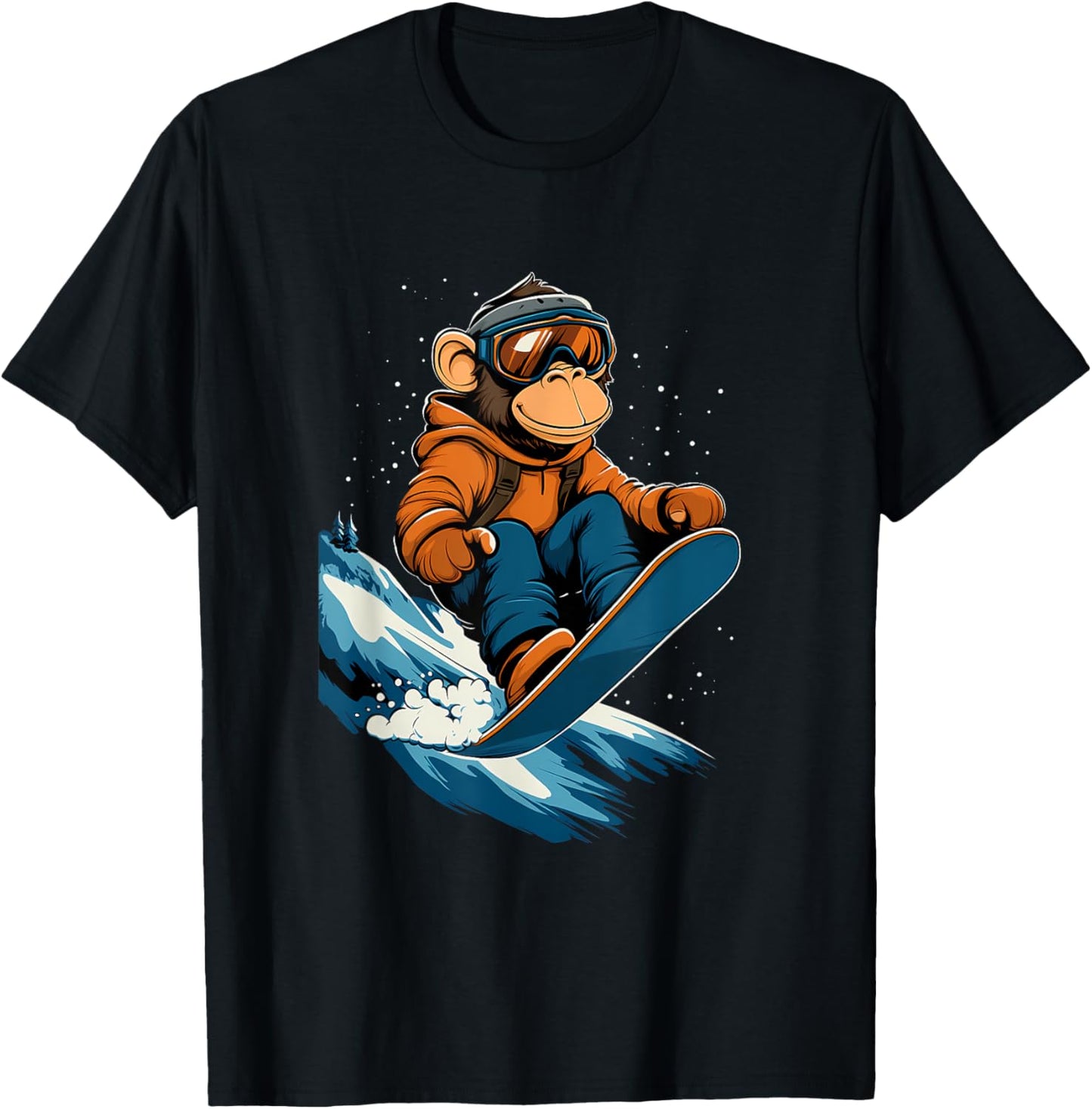 Snowboarding Animals- Monkey on a Snowboard Snowboarding T-Shirt - T-Shirt | Black