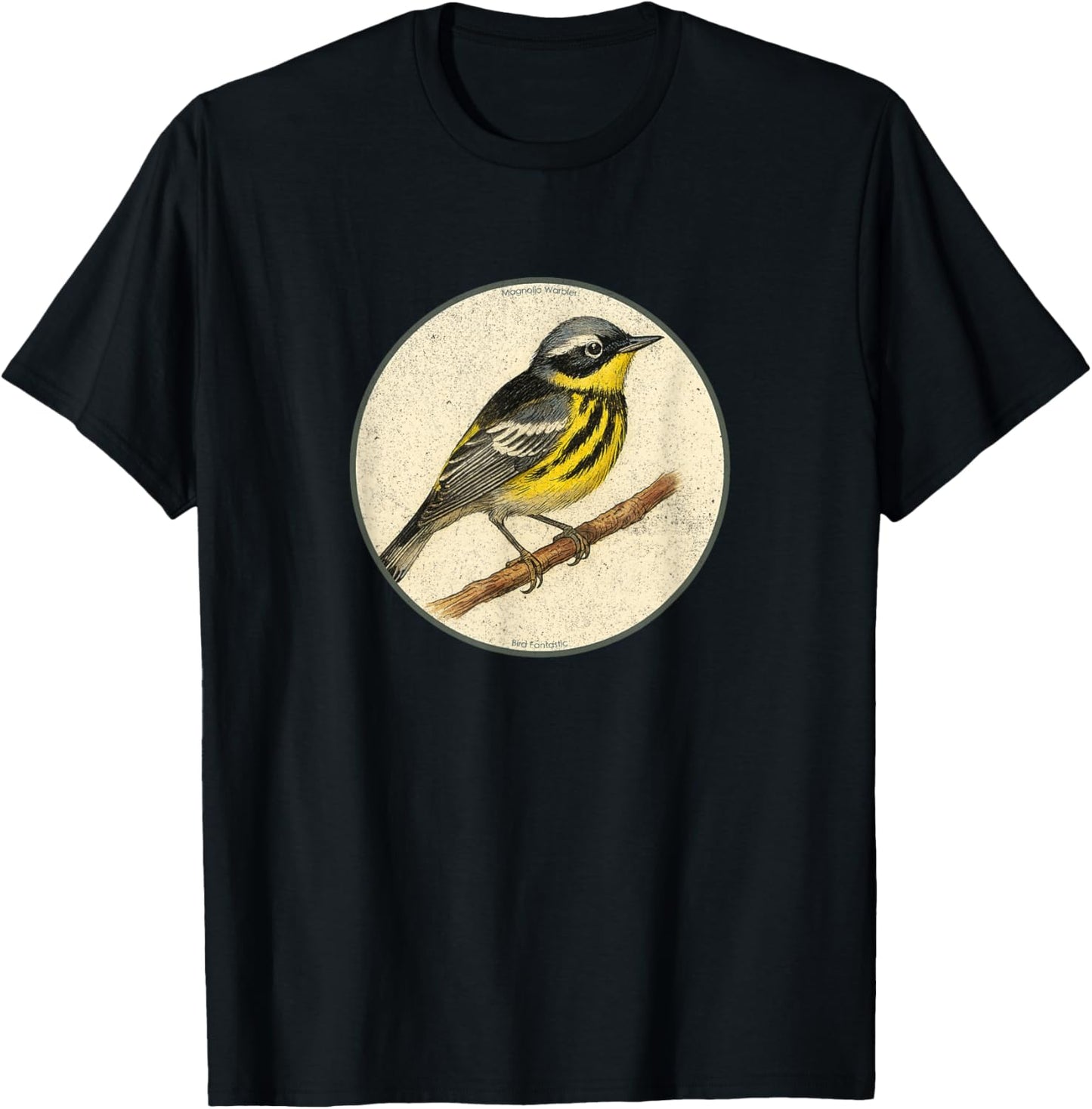 Colorful Retro Magnolia Warbler Bird Design T-Shirt - T-Shirt | Black