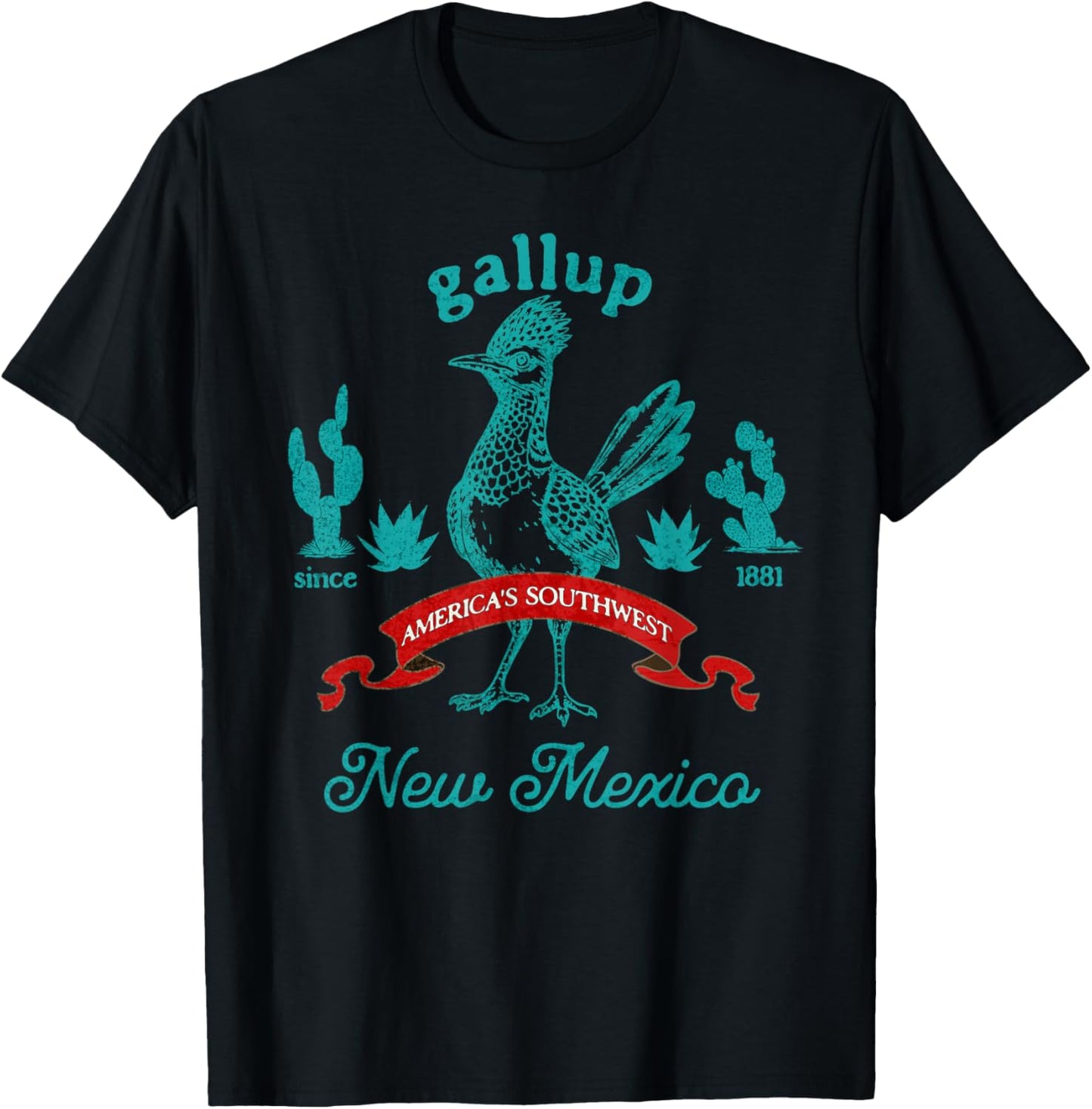 Gallup New Mexico Roadrunner Vintage Cactus Souvenir T-Shirt - T-Shirt | Black