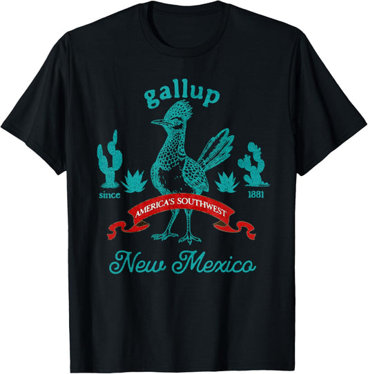 Gallup New Mexico Roadrunner Vintage Cactus Souvenir T-Shirt - T-Shirt | Black