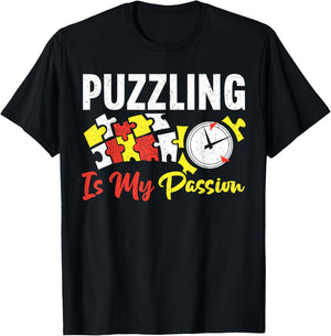 Puzzling Is My Passion Funny Puzzling T-Shirt - T-Shirt | Black