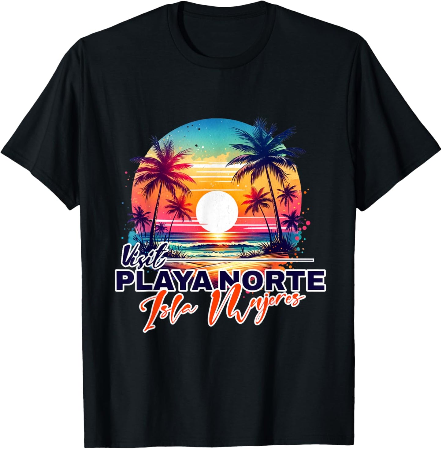 Playa Norte Isla Mujeres Mexico Sunset Beach Souvenir Men Women Kids T-Shirt - T-Shirt | Black