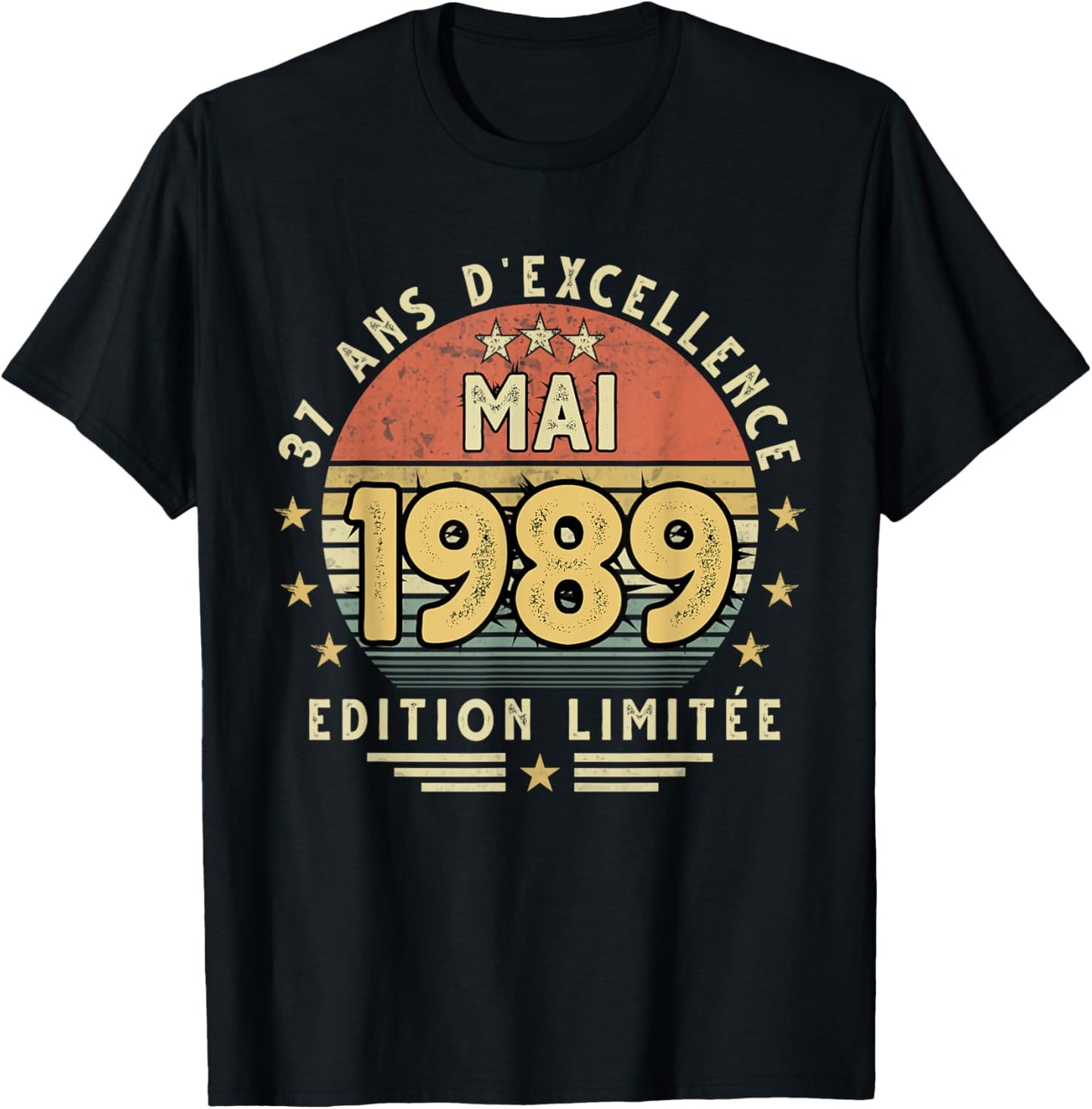 Mai 1989 Cadeau Anniversaire Mai 1989 37 Ans Homme Femme T-Shirt - T-Shirt | Black
