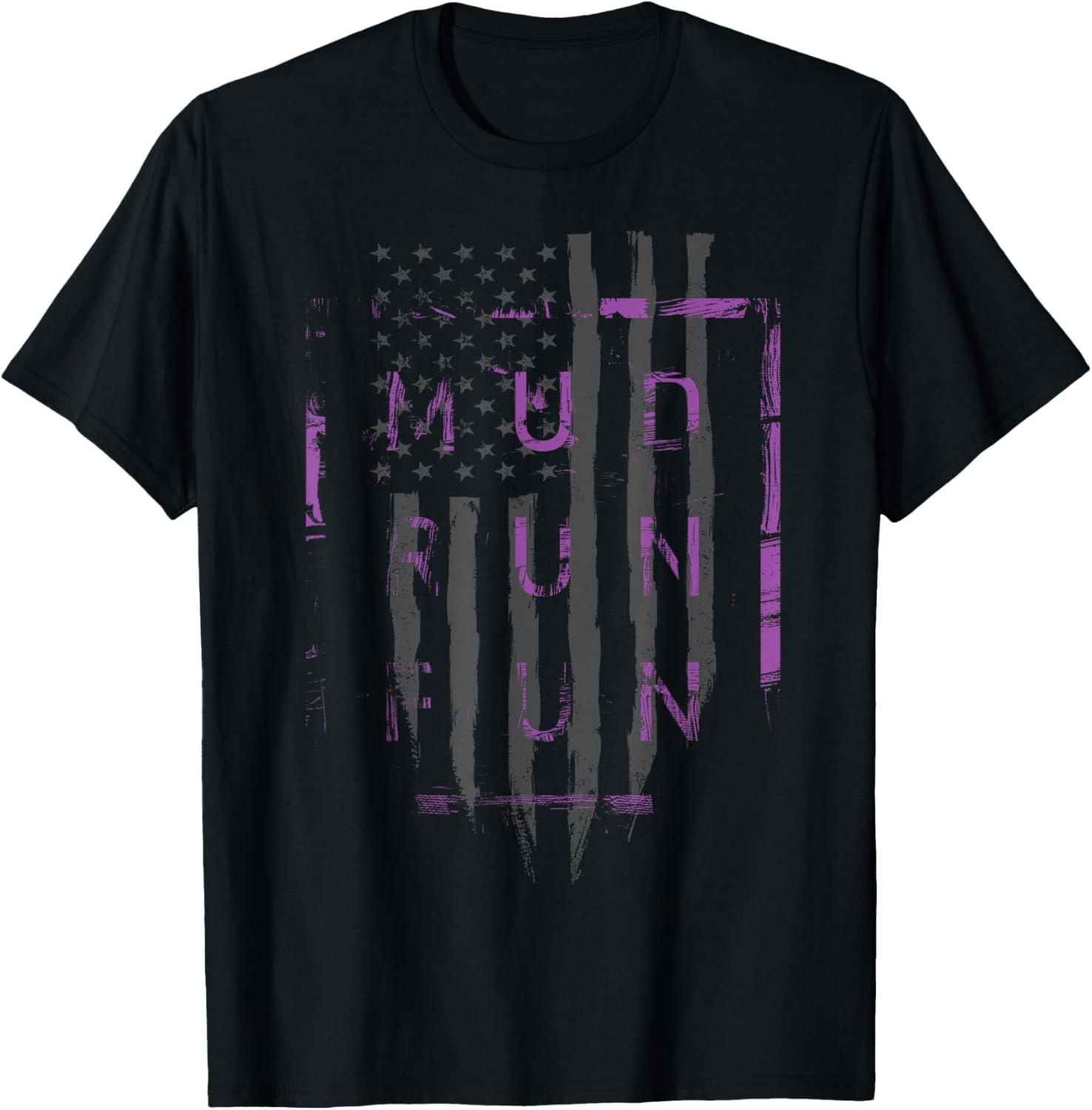 Mud Run Fun USA FLAG PURP Mudder Trail Running and Mudding T-Shirt - T-Shirt | Black