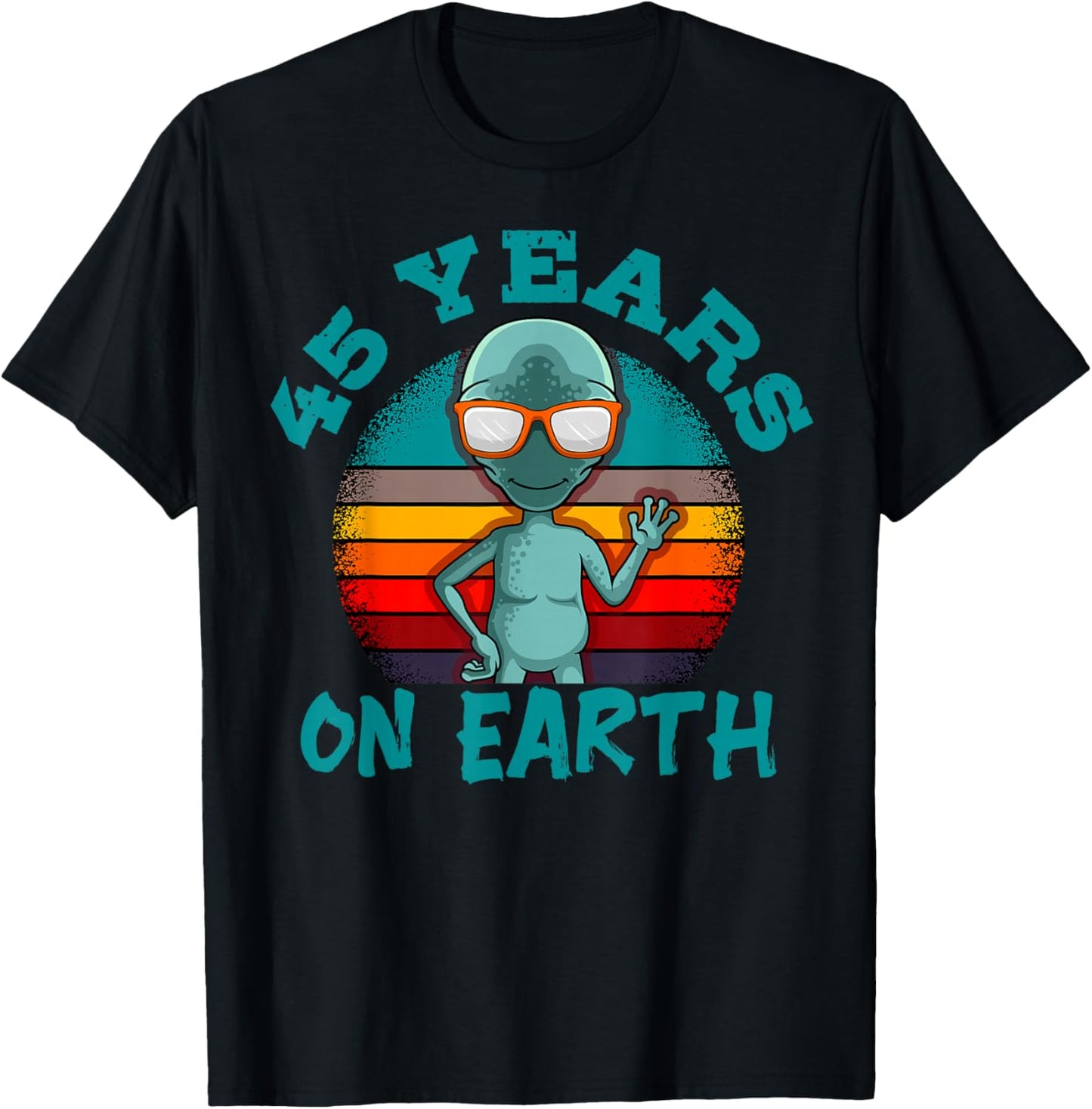 Alien 45th Birthday Party UFO Space Galaxy Traveler Cosmos T-Shirt - T-Shirt | Black